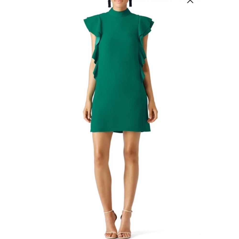 Kate Spade NY Sateen Crepe Flutter Sleeveless Dress Emerald Green Size 2